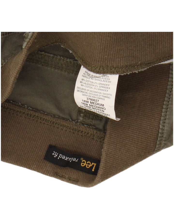 LEE Pantalones cortos cargo de ajuste relajado para mujer US 18 2XL W40 Algodón caqui