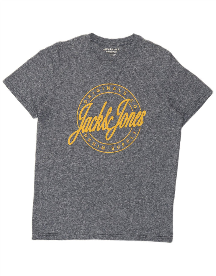 Jack & Jones Hombre Camiseta Gráfica Top Medium Blue Moteado