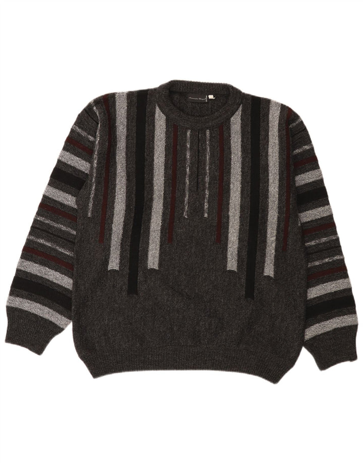 Alessandro Magno Jersey De Hombre Con Cuello Redondo Acrílico A Rayas Gris Medio
