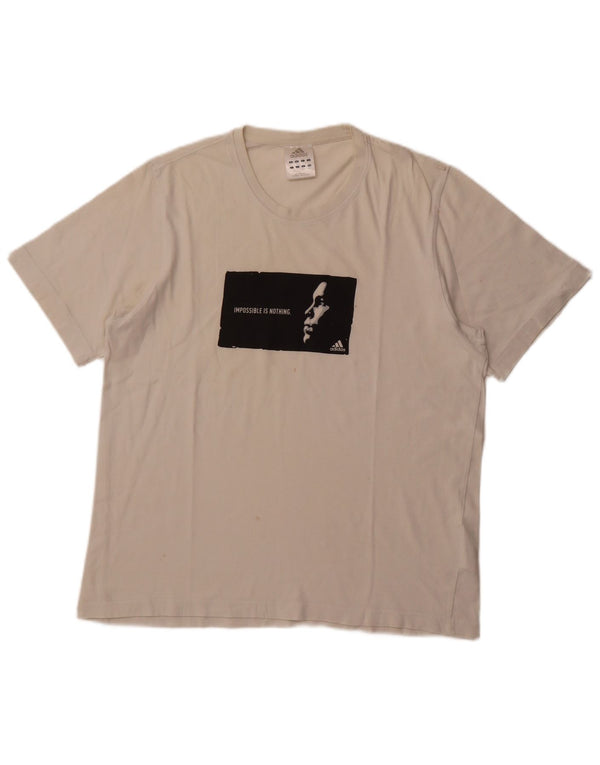 ADIDAS Camiseta gráfica para hombre Top grande de algodón blanco
