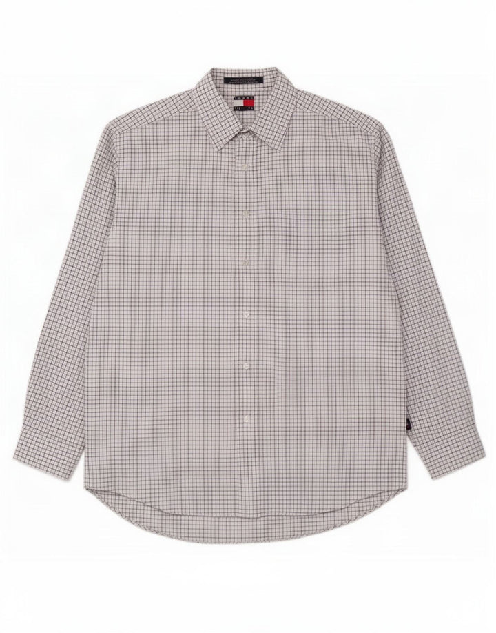 Camisa Tommy Hilfiger para hombre de algodón a cuadros blancos grandes