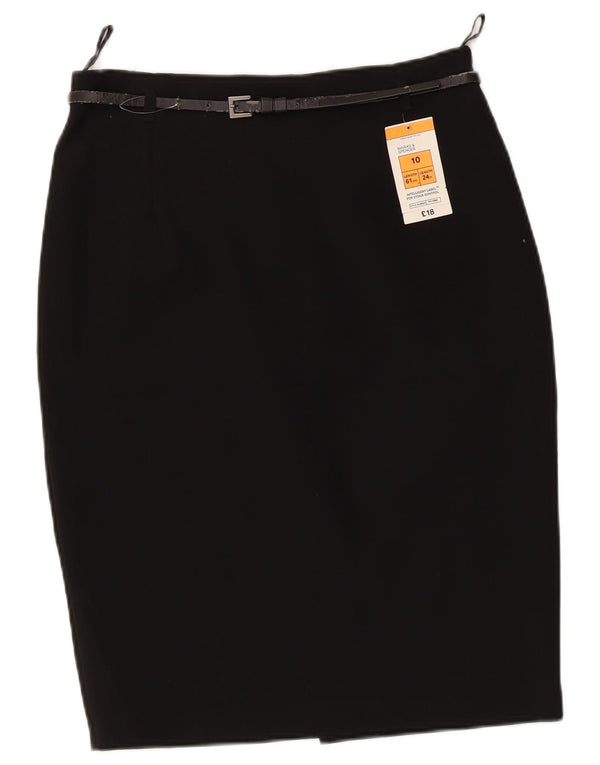 Marks & Spencer Falda lápiz para mujer UK 10 Small W28 Poliéster negro