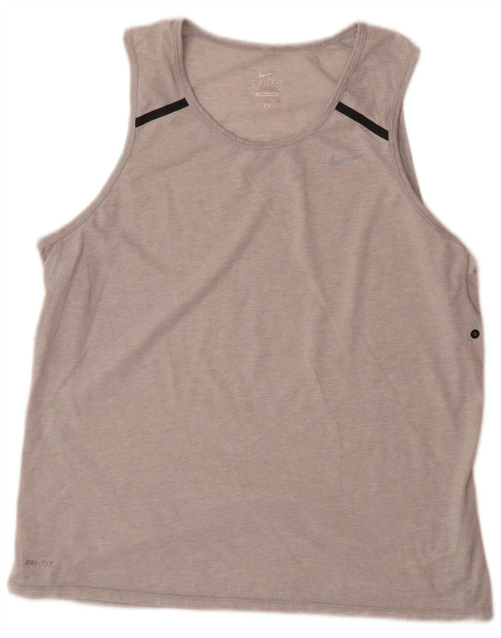 Nike - Camiseta sin mangas Dri Fit para hombre, poliéster color gris grande, talla grande