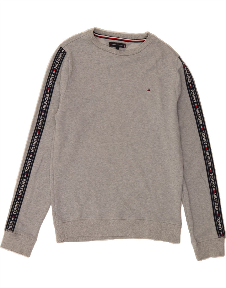 TOMMY HILFIGER Mens Graphic Sweatshirt Jumper Medium Grey Cotton Vintage Tommy Hilfiger and Second-Hand Tommy Hilfiger from Messina Hembry 