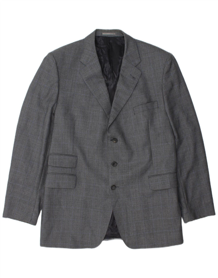 AQUASCUTUM Chaqueta tipo blazer de 3 botones para hombre UK 48 4XL Lana a cuadros gris