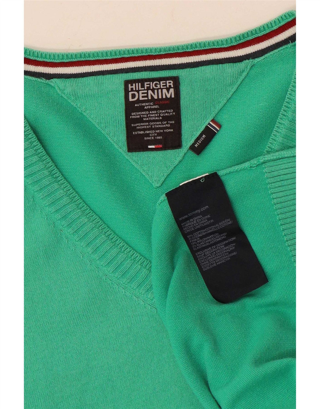 Tommy Hilfiger Jersey con Cuello en V para Hombre Algodón Verde Medio