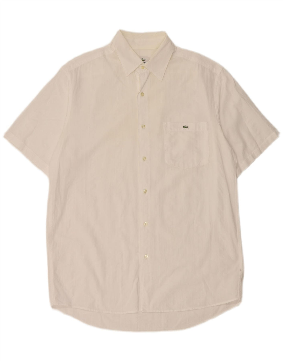 Camisa Lacoste Hombre Manga Corta Talla 41 Grande Algodón Blanco