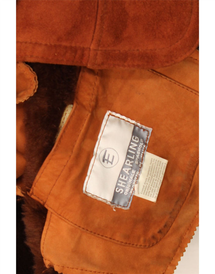 Vintage hombres shearling chaqueta Reino Unido 40 gran marrón shearling