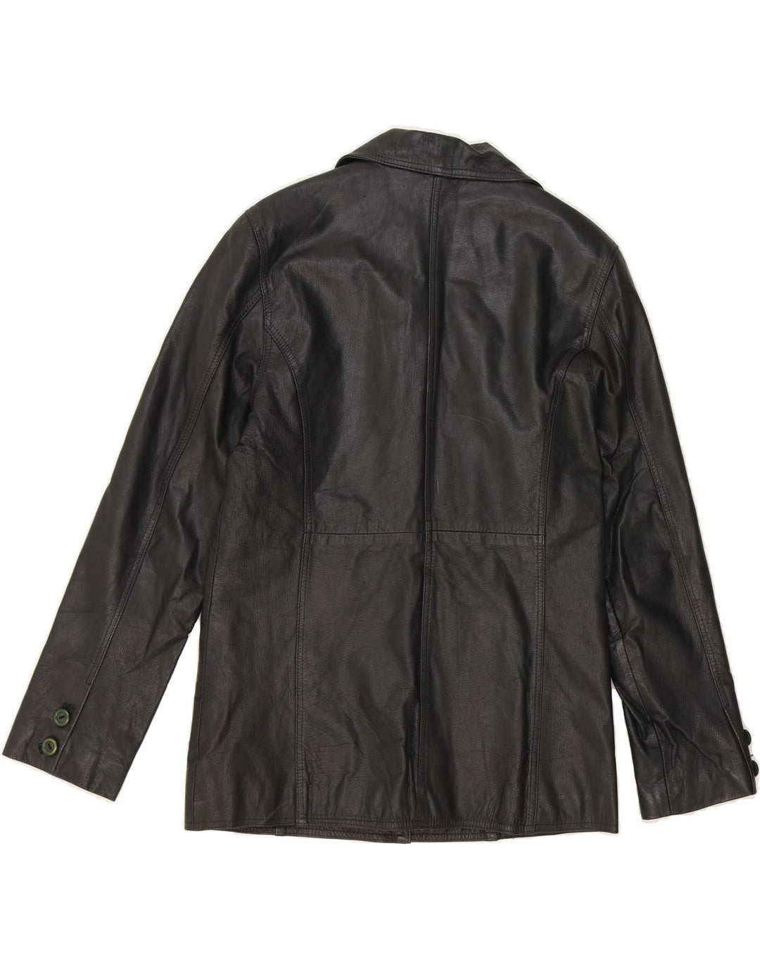 VINTAGE Womens 5 Button Leather Blazer Jacket EU 38 Medium Black Leather Vintage Vintage and Second-Hand Vintage from Messina Hembry 