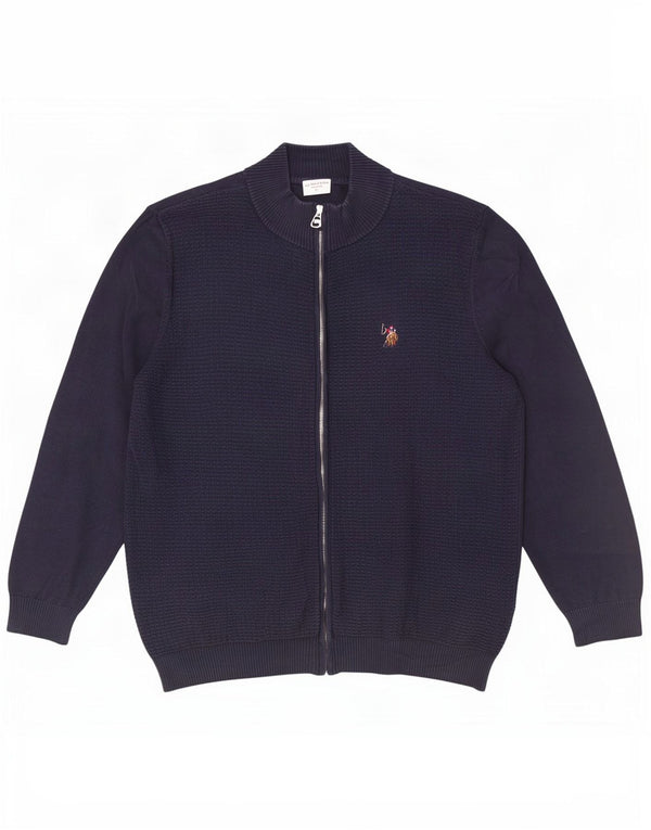 Asociación de Polo de EE. UU. Suéter tipo cárdigan para hombre XL Algodón azul marino