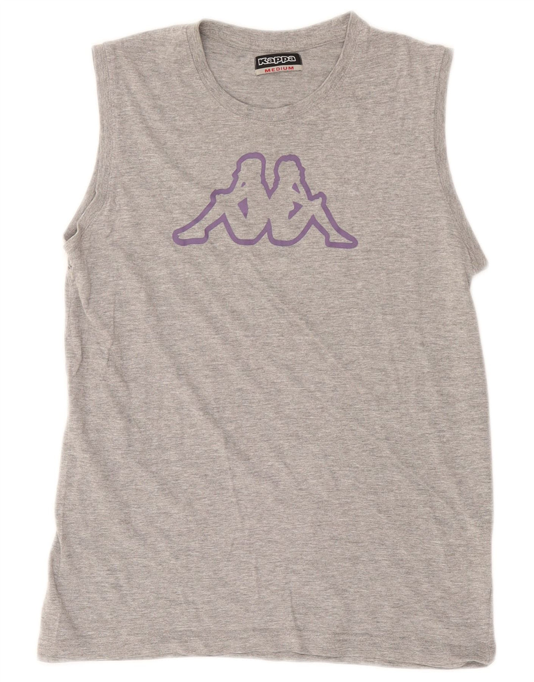 Kappa Camiseta sin mangas gráfica para mujer UK 44 Algodón gris medio