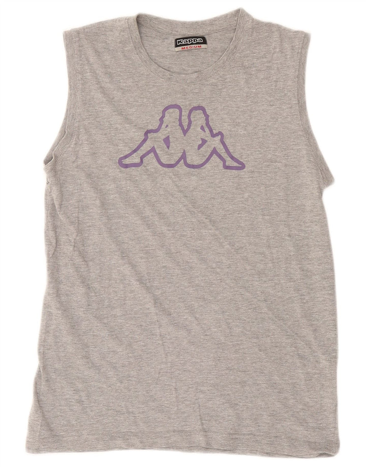 Kappa Camiseta sin mangas gráfica para mujer UK 44 Algodón gris medio