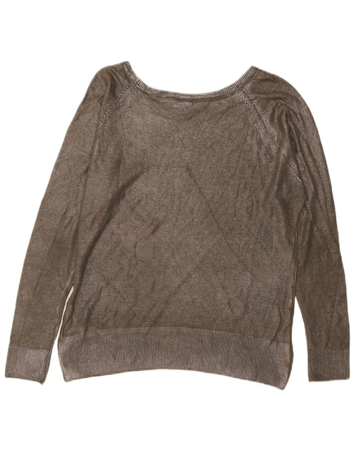 Zara Jersey con cuello barco para mujer, talla 44, color caqui mediano