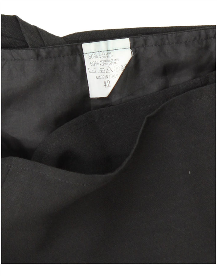 VINTAGE Mini falda cruzada para mujer IT 42 Mediana W26 Lana negra