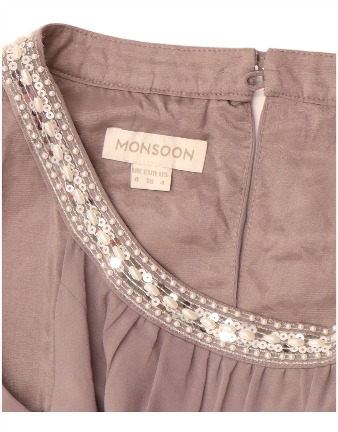 Monsoon Vestido largo sin mangas para mujer UK 8 Pequeño Poliéster gris