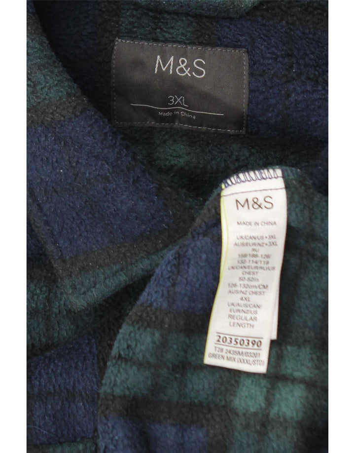 Marks & Spencer - Camisa de forro polar para hombre, talla 3XL, poliéster a cuadros verdes