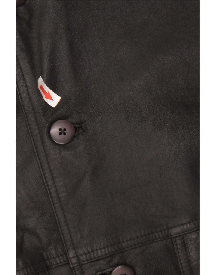Chaqueta de cuero vintage para hombre IT 50 Medio Negro