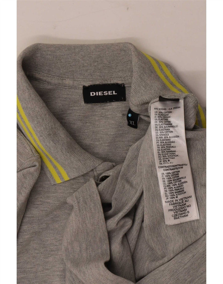 Diesel Polo Hombre XL Algodón Rayas Gris