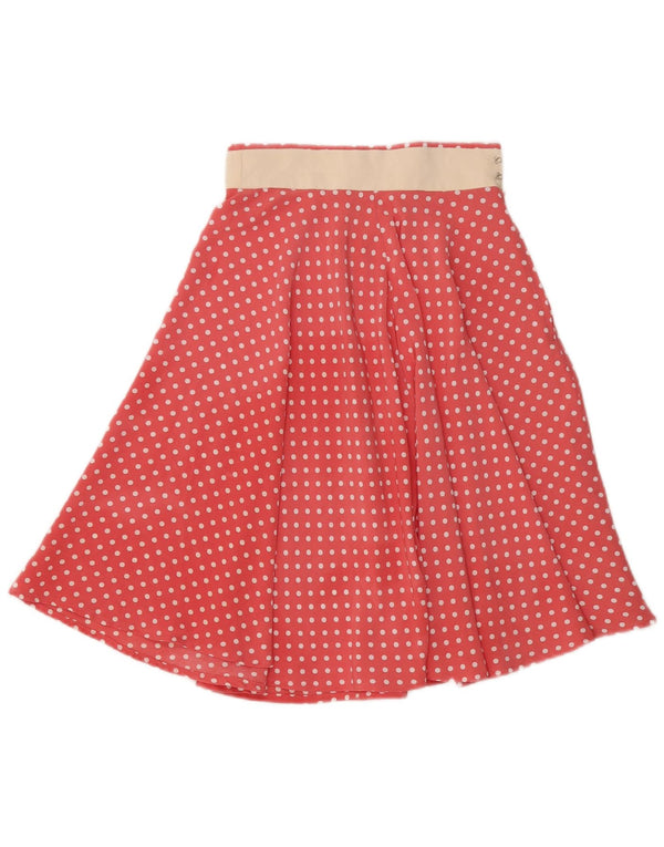 Vintage mujer A-Line falda W25 XS rosa lunares