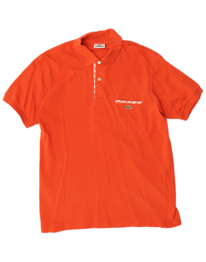 LACOSTE Mens Polo Shirt Size 3 Small Orange Cotton