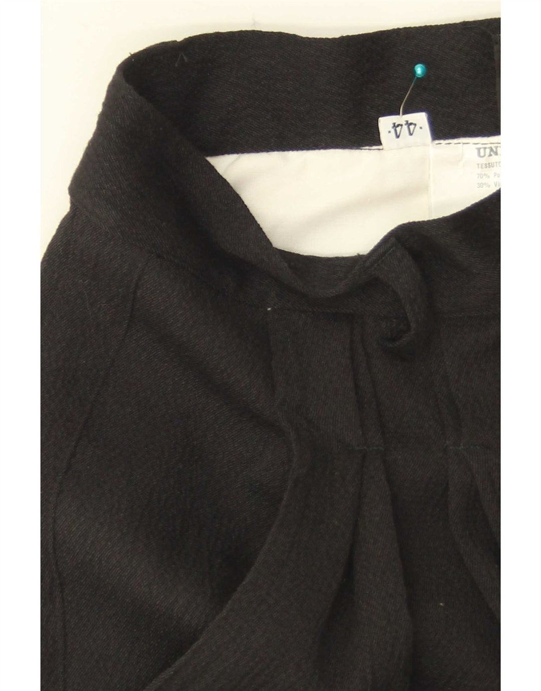 Vintage mujer pegged traje pantalones IT 44 Medio W26 L35 Poliéster negro