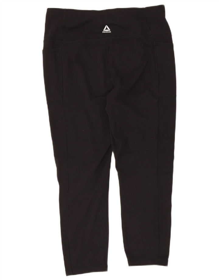 REEBOK Womens Graphic Tracksuit Trousers UK 16 Large  Black