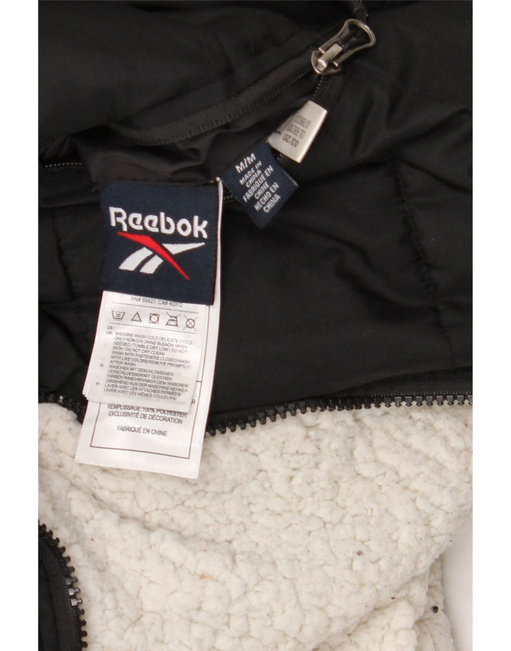 Reebok Chaqueta Acolchada Reversible con Capucha para Mujer UK 44 Mediano Negro Poliéster