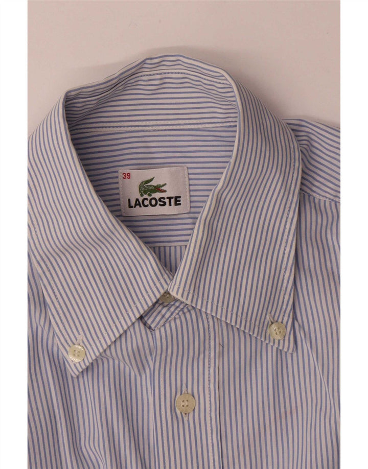 Camisa Lacoste Hombre Talla 39 Algodón Rayas Azul Medio
