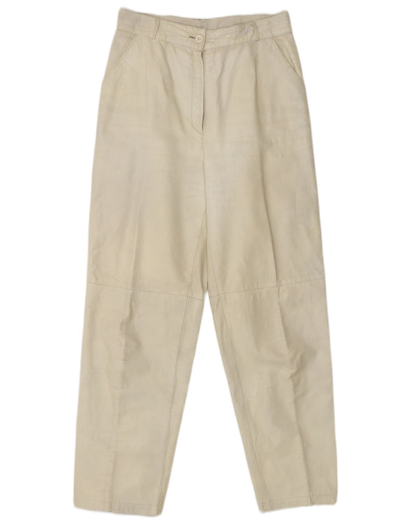 Vintage mujer cintura alta pantalones casuales IT 38 XS W25 L28 Off White