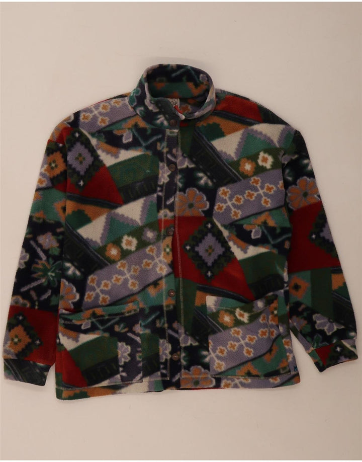 Vintage mujer chaqueta de lana Reino Unido 14 medio multicolor geométrico