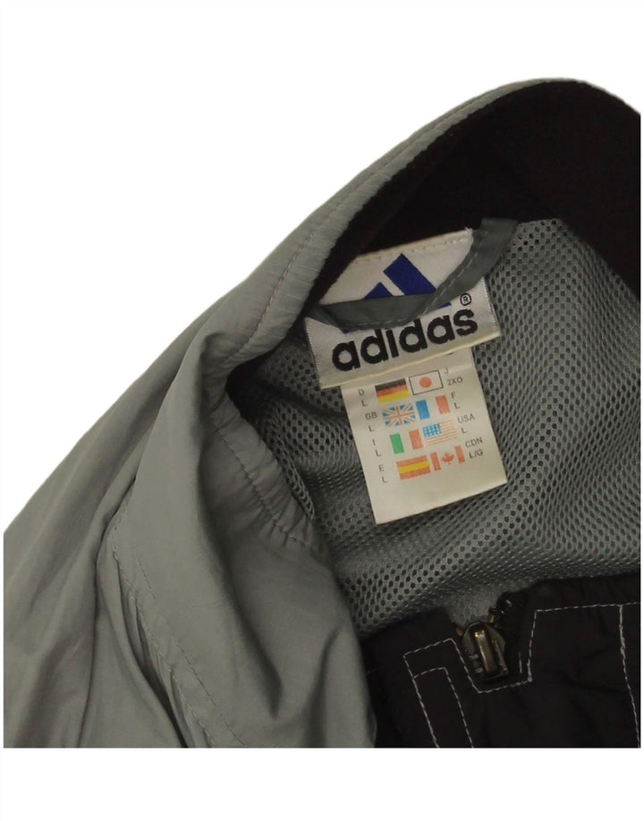 Adidas Chaqueta impermeable para hombre UK 40 Grande Gris Colorblock Poliéster