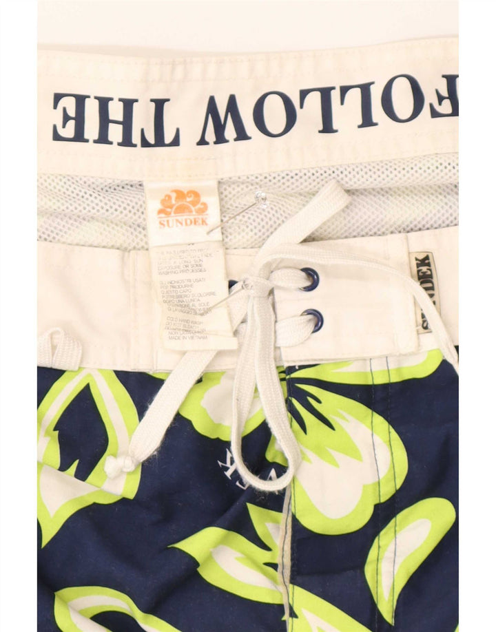 Sundek Shorts de baño gráficos para hombre poliéster floral azul marino mediano