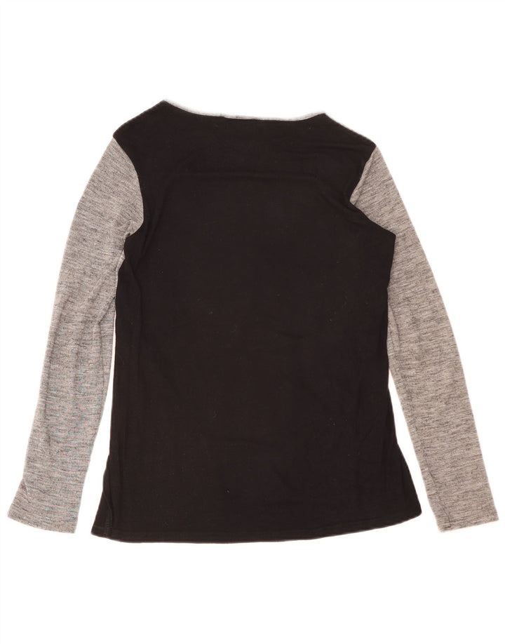 Zara Mujer Top gráfico manga larga UK 40 Small Gris Colorblock Poliéster