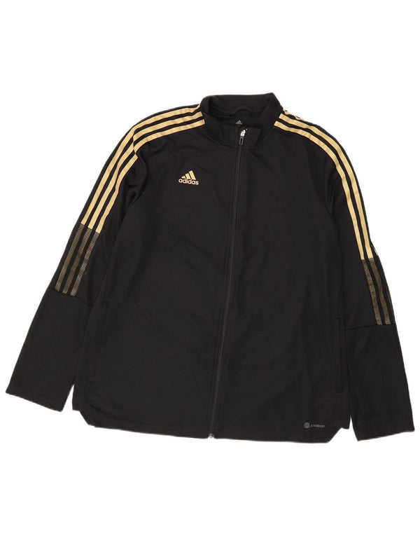ADIDAS Womens Aeroready Tracksuit Top Jacket UK 24/26 2XL Black Polyester