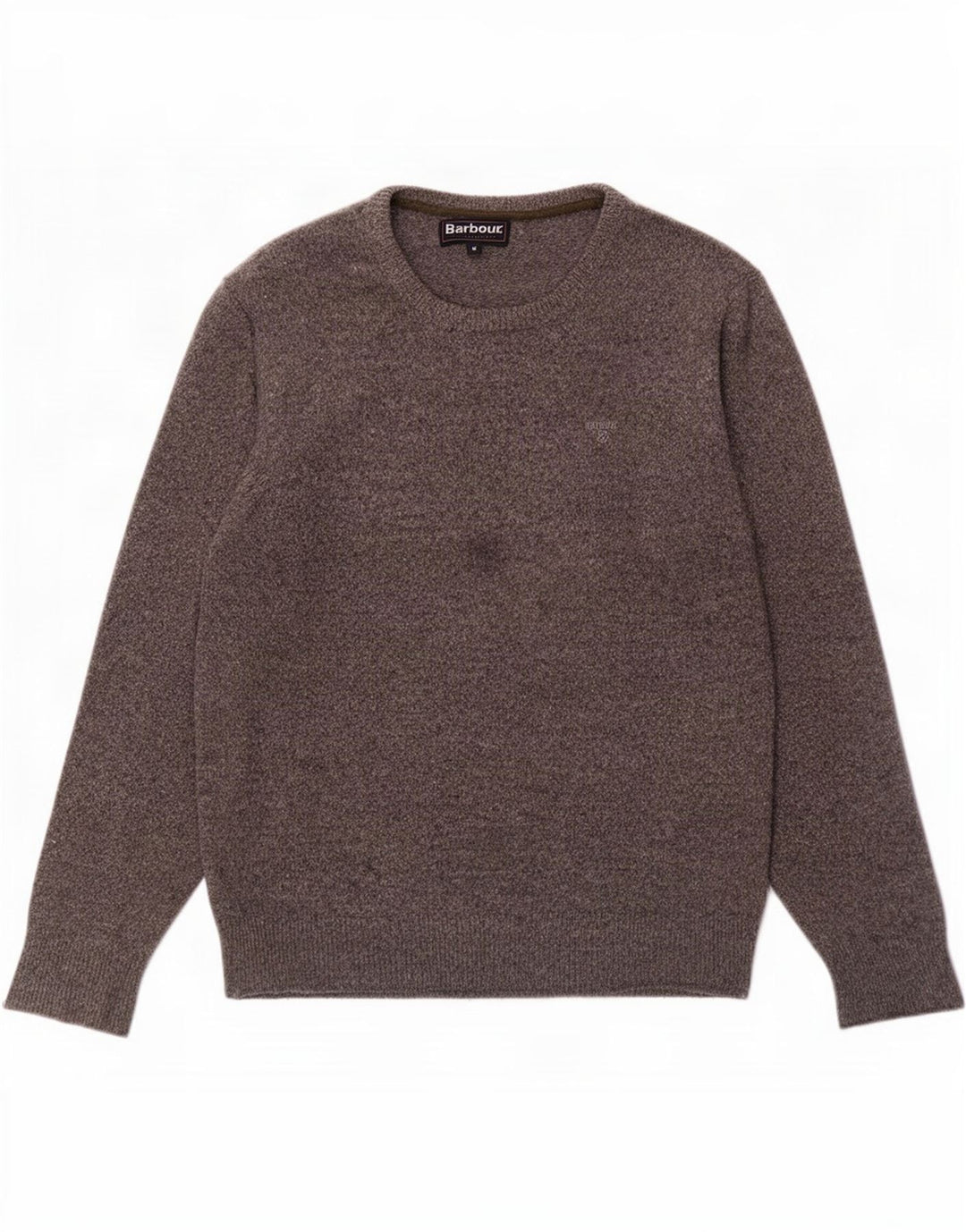 Jersey Barbour Hombre Con Cuello Redondo De Lana Moteada Gris Medio