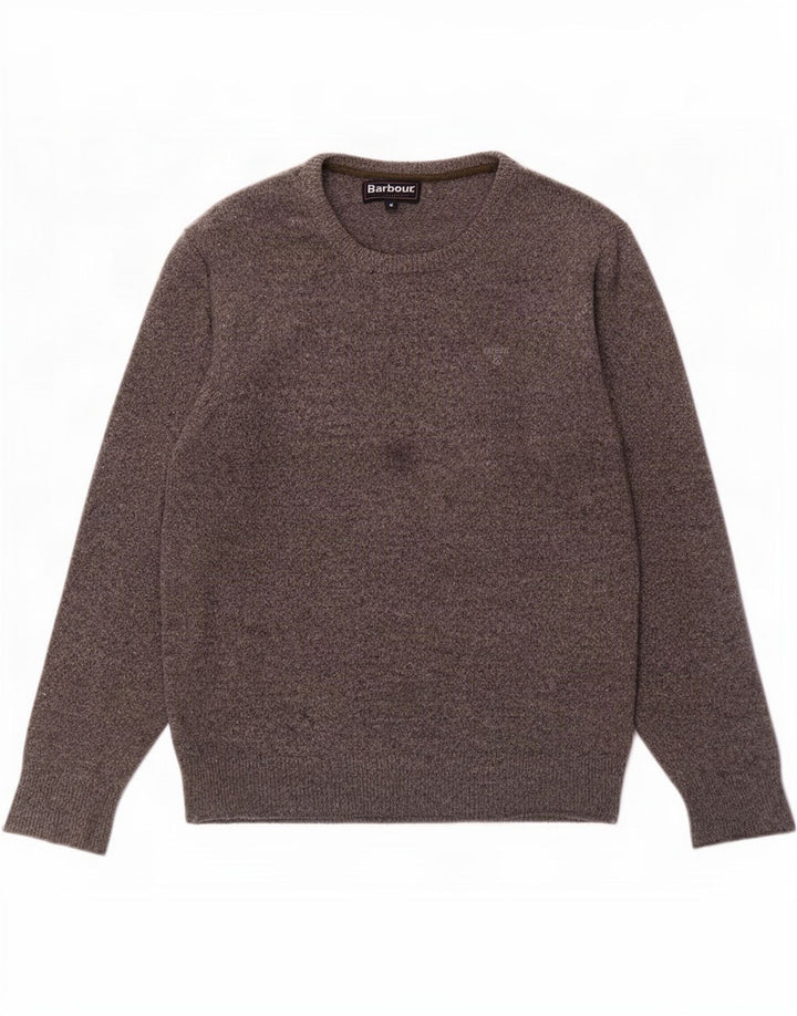 Jersey Barbour Hombre Con Cuello Redondo De Lana Moteada Gris Medio