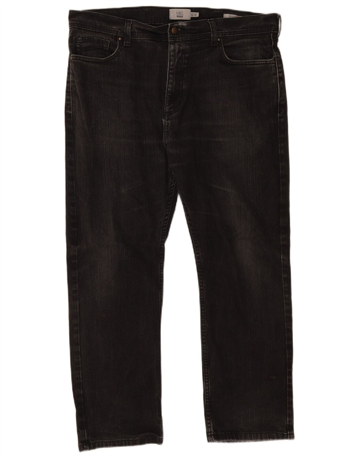 Marks & Spencer Vaqueros rectos regulares para hombre W38 L29 Algodón negro