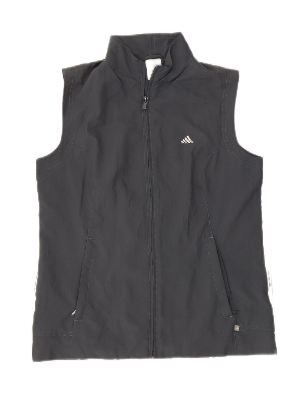 Adidas Chaqueta de chándal sin mangas para mujer UK 12 Poliéster gris medio