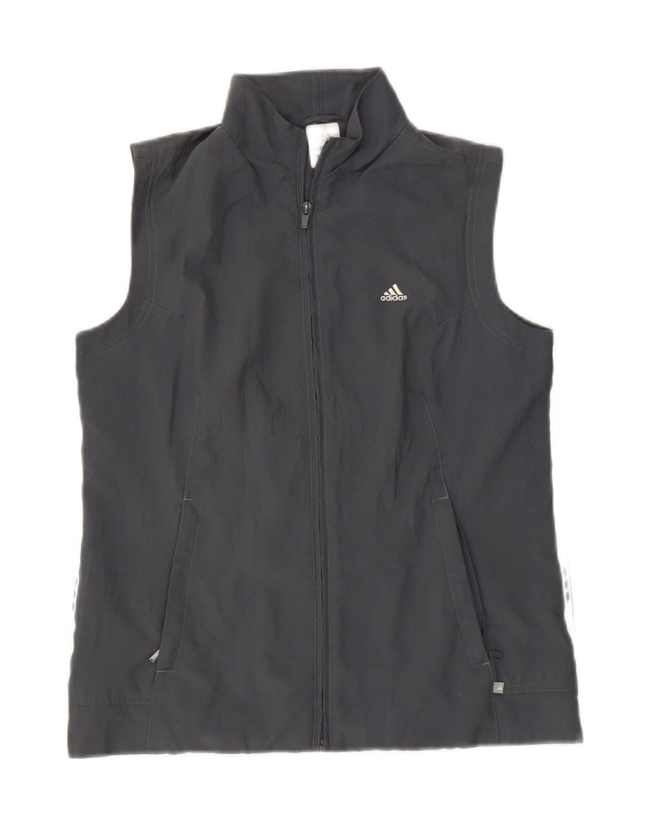 Adidas Chaqueta de chándal sin mangas para mujer UK 12 Poliéster gris medio