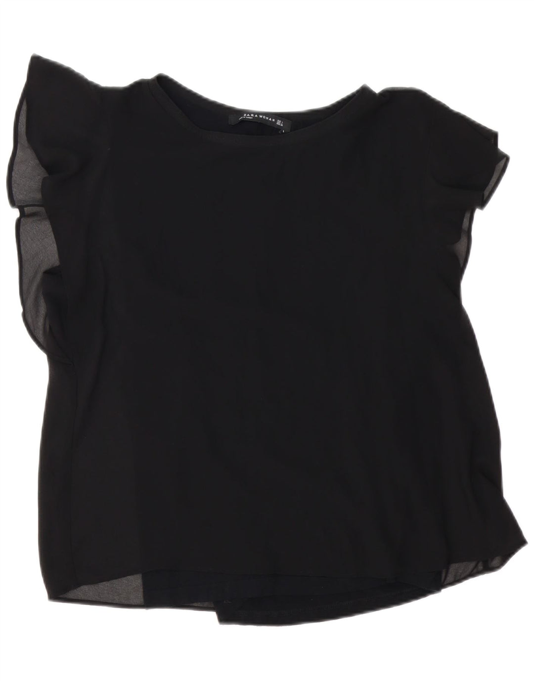 ZARA Mujer Blusa Top UK 46 Large Negro