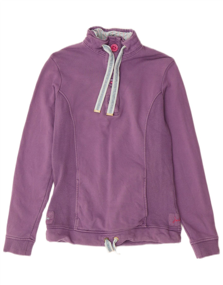 Joules Sudadera con Cuello y Botones para Mujer UK 8 Small Algodón Púrpura