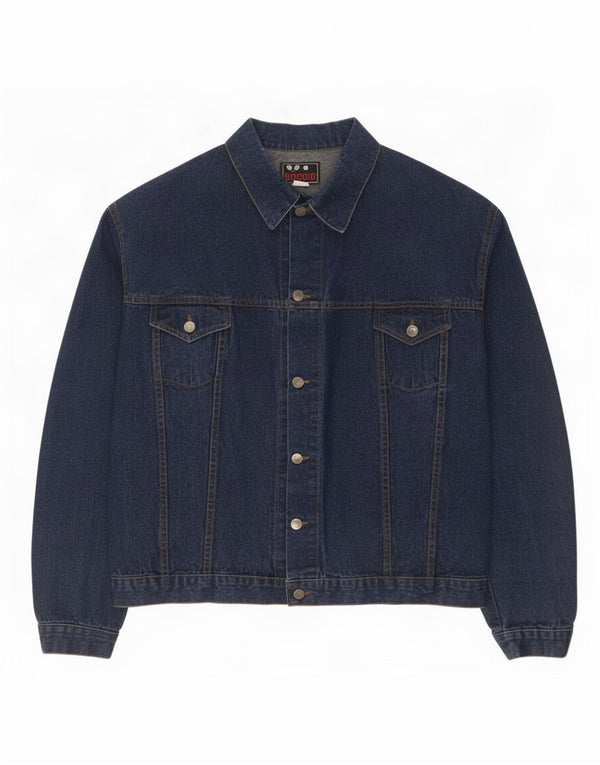 Vintage hombres chaqueta de mezclilla Reino Unido 38 azul marino medio