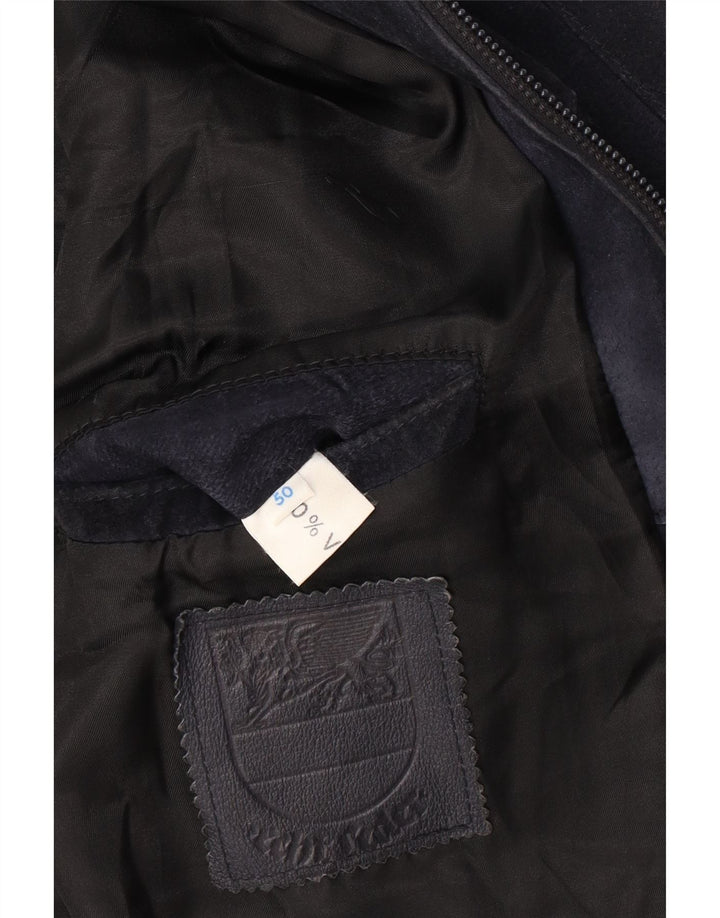 VINTAGE Chaqueta bomber de ante para hombre IT 50 Cuero azul marino grande