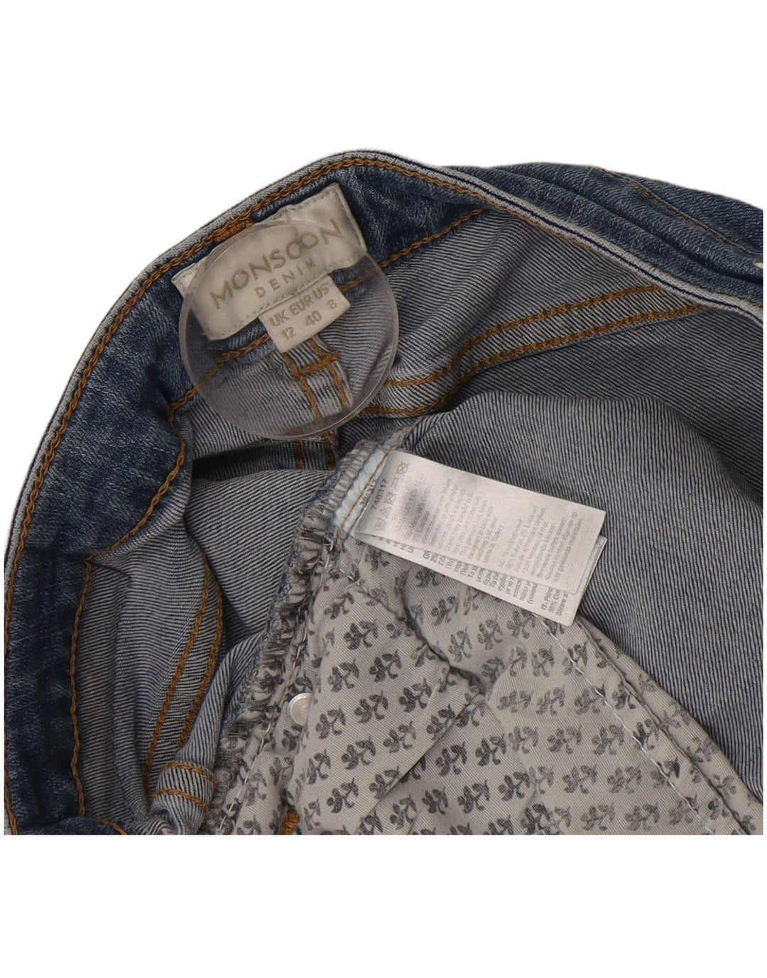 Monsoon Vaqueros acampanados para mujer UK 12 Medium W30 L31 Algodón azul