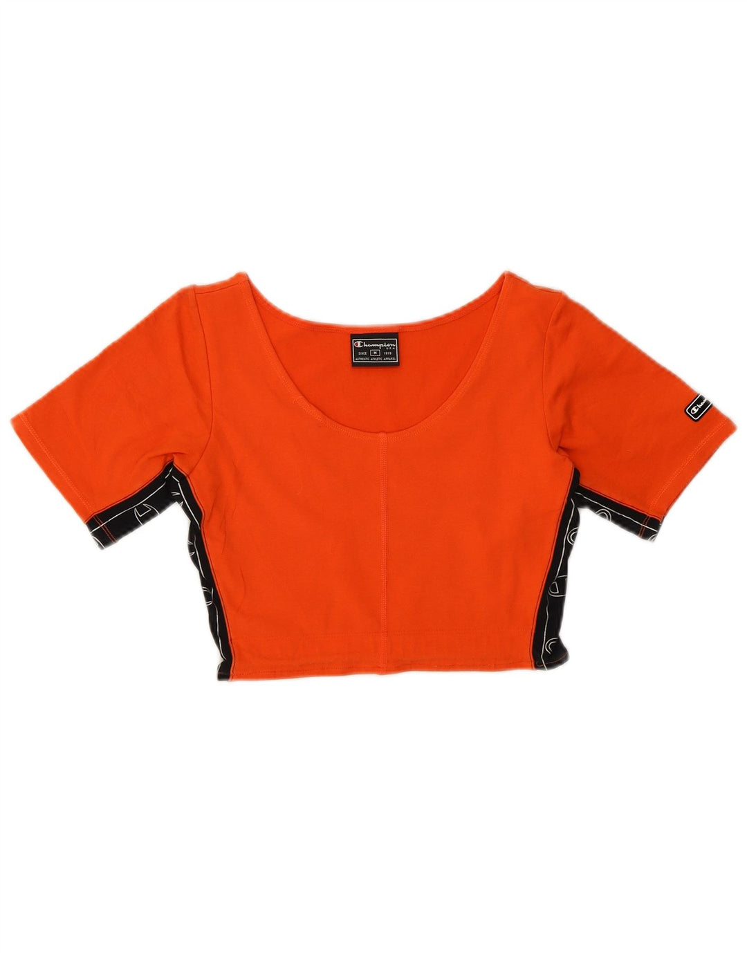 Champion Camiseta Crop Graphic para Mujer Top UK 42 Algodón Naranja Mediano