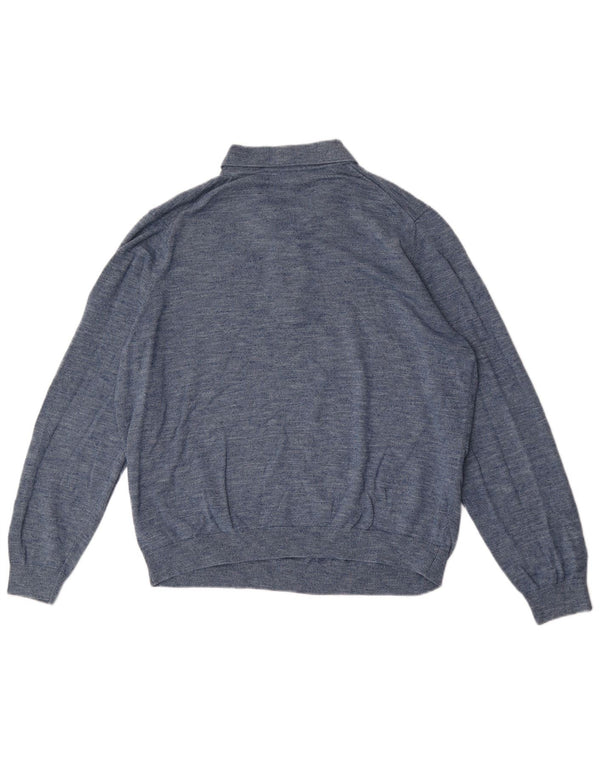 Marks & Spencer Jersey tipo polo para hombre con cuello tipo polo XL de algodón moteado azul