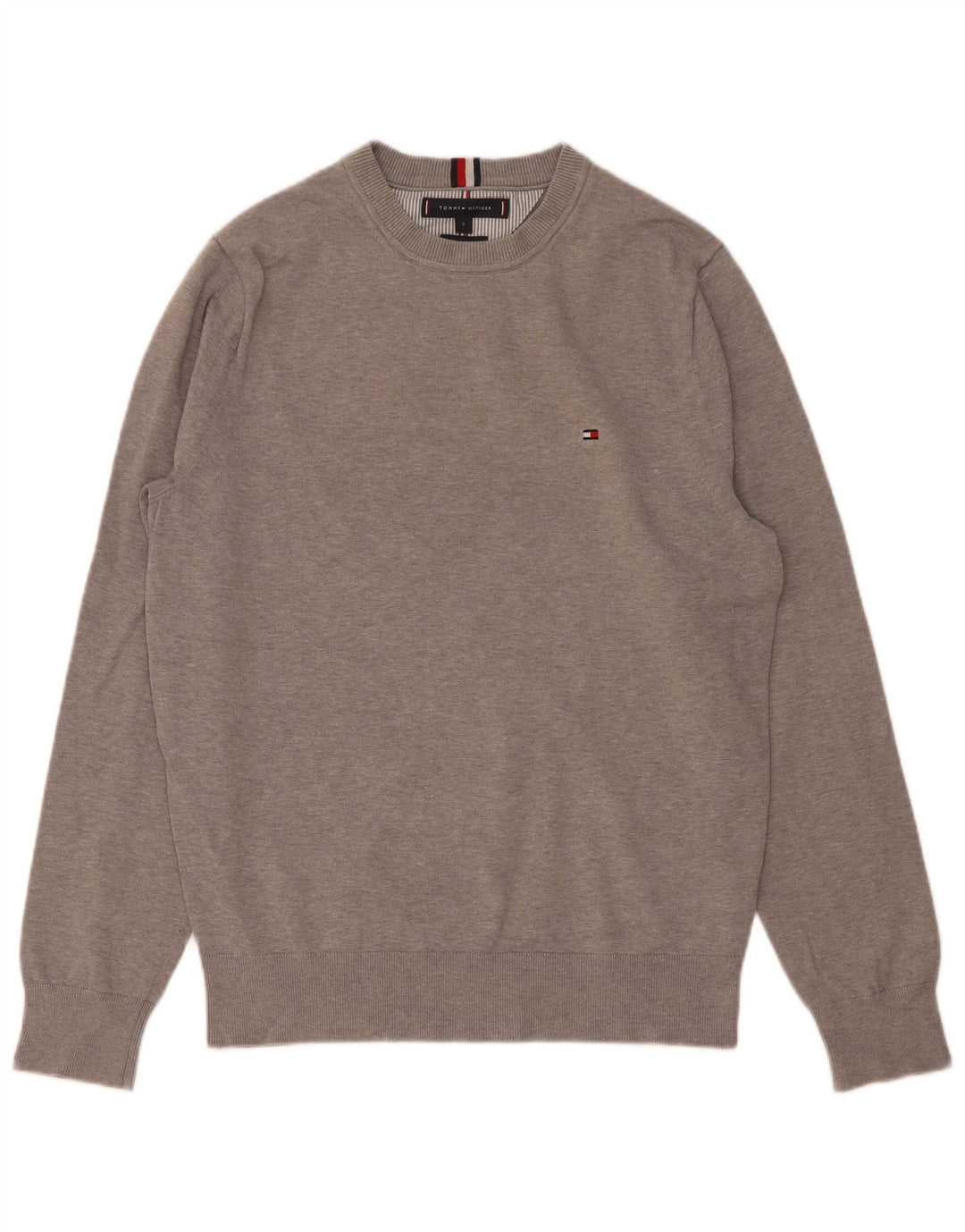 Tommy Hilfiger Jersey de cuello redondo para hombre pequeño de algodón gris