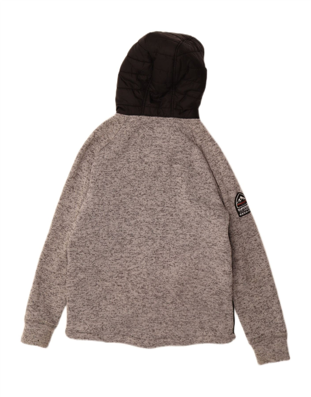 Superdry Chaqueta cortavientos con capucha para hombre, talla 38, poliéster negro mediano