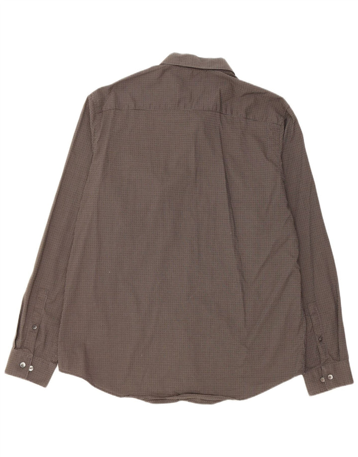 Camisa Calvin Klein para hombre grande de algodón a cuadros gris