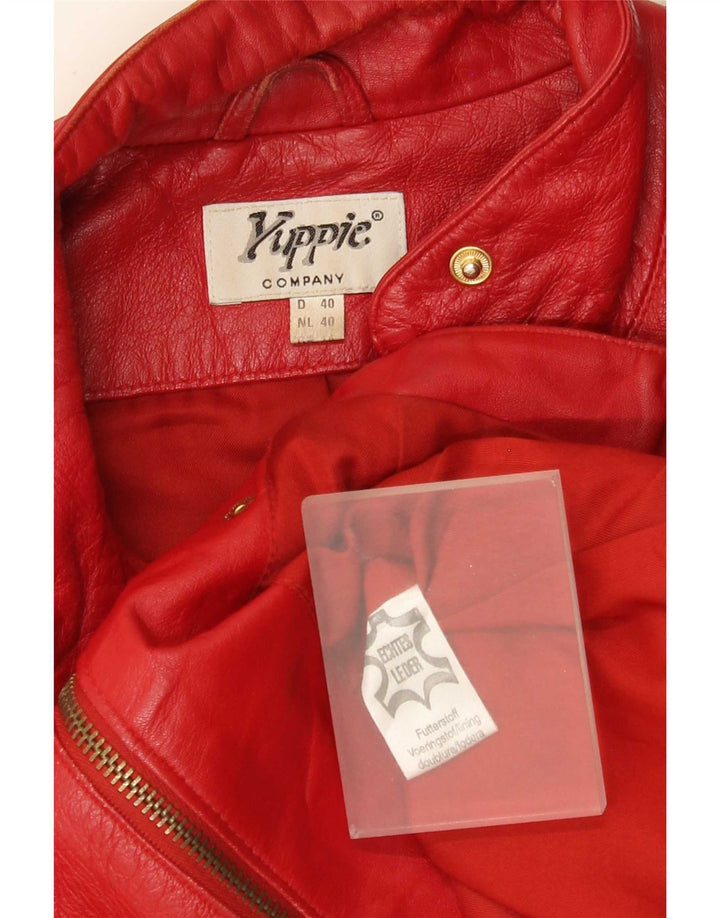 Yuppie Chaqueta corta de cuero para mujer EU 40 Medium Red